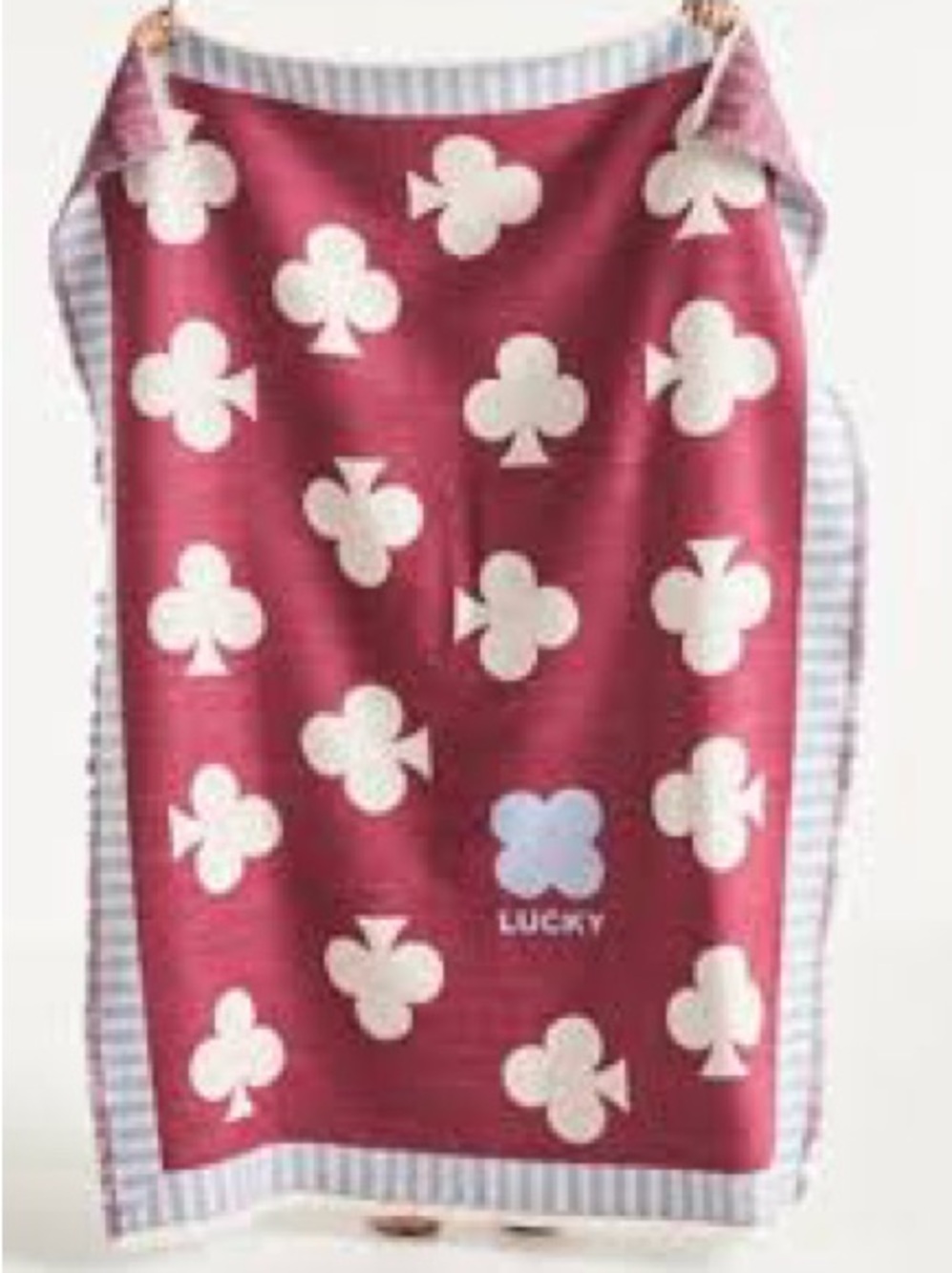 Anthropologie Woven Jacquard Knit Lucky Clover Throw